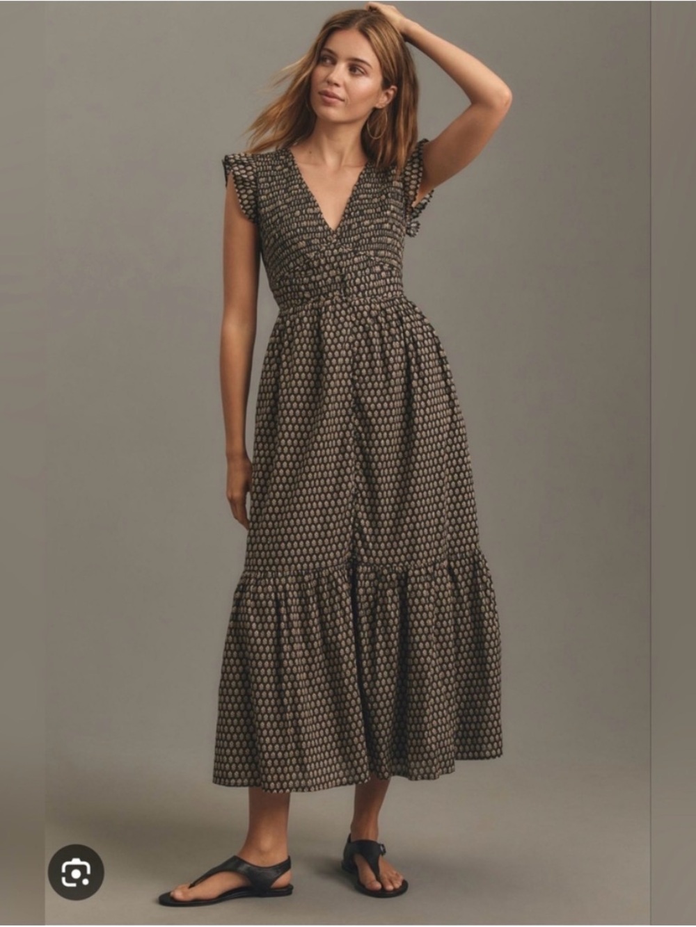 Anthropologie Peregrine Midi Dress Neutral Color